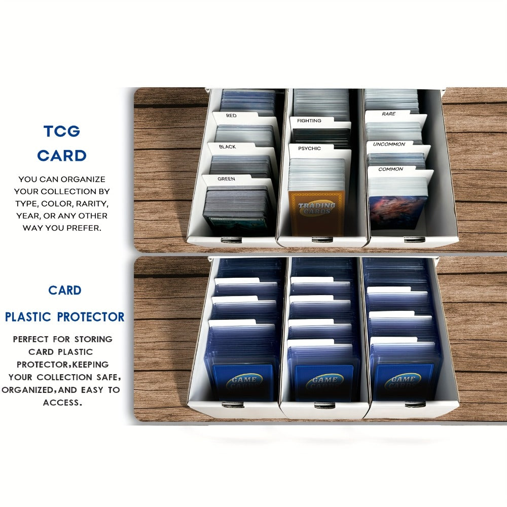 Twelve-Drawer Trading Card Storage Organizer with Divider Inserts and White or Black Four-Box Sets