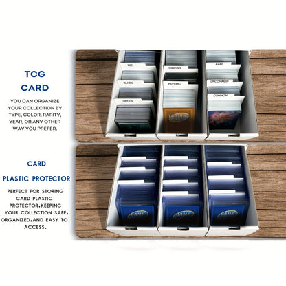 Twelve-Drawer Trading Card Storage Organizer with Divider Inserts and White or Black Four-Box Sets