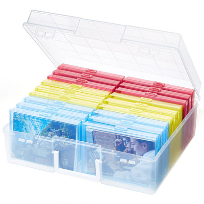 Photo Storage Box with 14 or 18 Inner Keeper Cases in Clear, Black or Multicolor Configurations