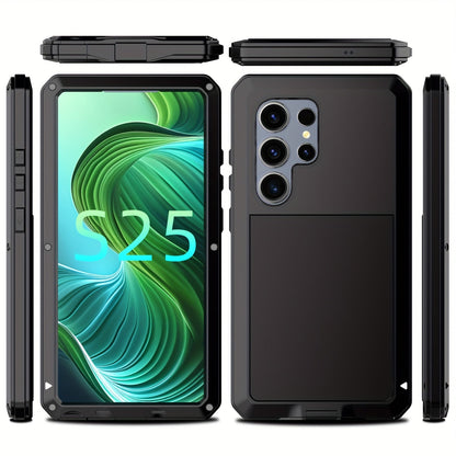 Phone Case Heavy Metal Frame with Built-In Glass Screen Protector and S Pen Access for Galaxy S23/S24 Ultra