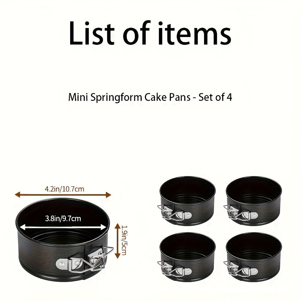 Springform Cake Pan Set, Nonstick Carbon Steel Cheesecake Pan with Removable Bottom & Locking Latch, Round Springform Pan for Cheesecake Pizza Quiche Mousse, 4-Inch Set or 4"/7"/9" 3-Piece Set