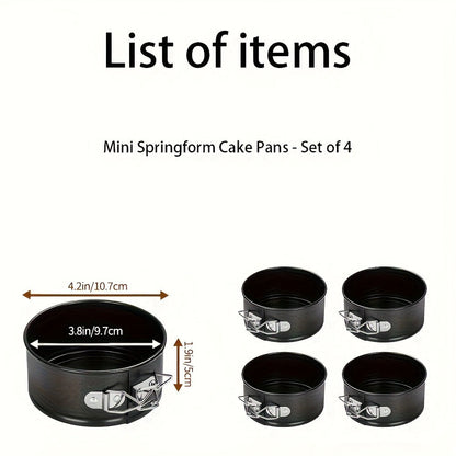 Springform Cake Pan Set, Nonstick Carbon Steel Cheesecake Pan with Removable Bottom & Locking Latch, Round Springform Pan for Cheesecake Pizza Quiche Mousse, 4-Inch Set or 4"/7"/9" 3-Piece Set