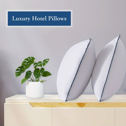 Hotel Quality Sleep Pillows Firm Support Cool-to-Touch Fiber Fill 2/4 Pack - Back Stomach Side Sleeper Pillow Set Soft Breathable Bed Pillows Standard Queen King Size