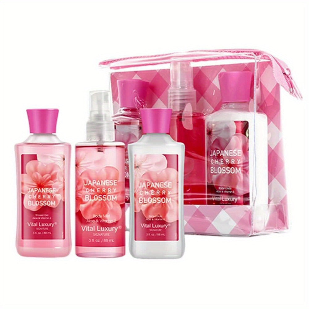 Bath and Body Gift Set in Cherry Blossom, Lavender Vanilla, Vanilla Coconut or Lotion and Mist Options