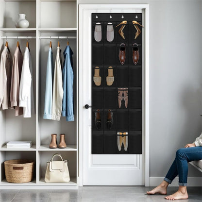 Over Door Shoe Organizer 24 Large Mesh Pockets – Foldable Breathable Hanging Storage Rack, Durable Fabric Closet Hanger for Shoes & Accessories, Space-Saving Door Organization