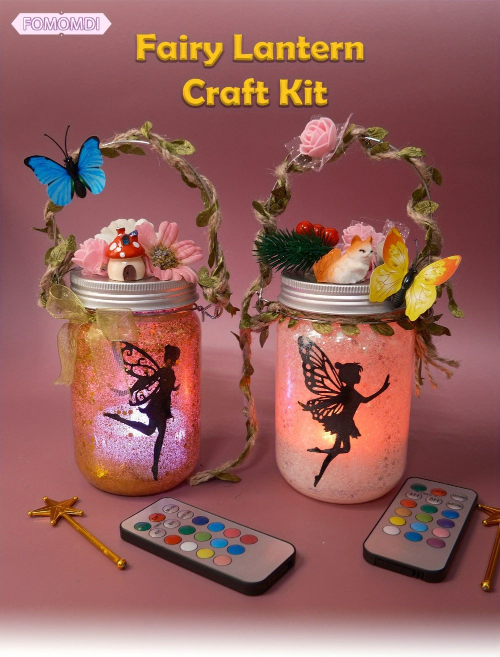Fairy Lantern DIY Craft Kit for Girls Ages 6+ – Color Changing LED Mason Jar Night Light with Remote Control, Arts & Crafts Activity Set, Birthday Christmas Holiday Gift for Kids