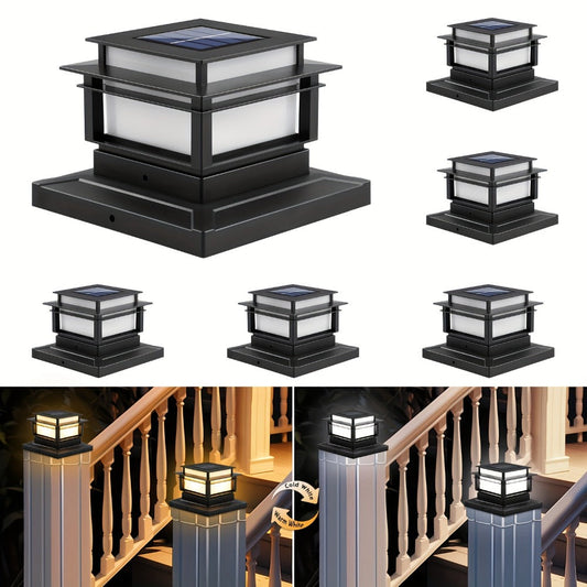 Solar Post Cap Lights for Fence Deck 6 Pack - Outdoor Bright LED Waterproof Auto Dusk to Dawn for Garden Porch Patio Stair Railing Newel Post Driveway Pillar Decoration