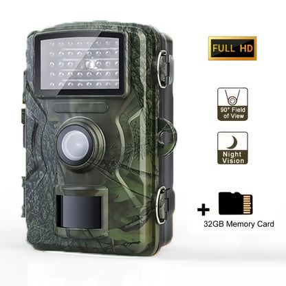 48MP 1296P Trail Camera with Infrared LEDs, Color Screen and Included 32GB Memory Card in Green Camo Housing