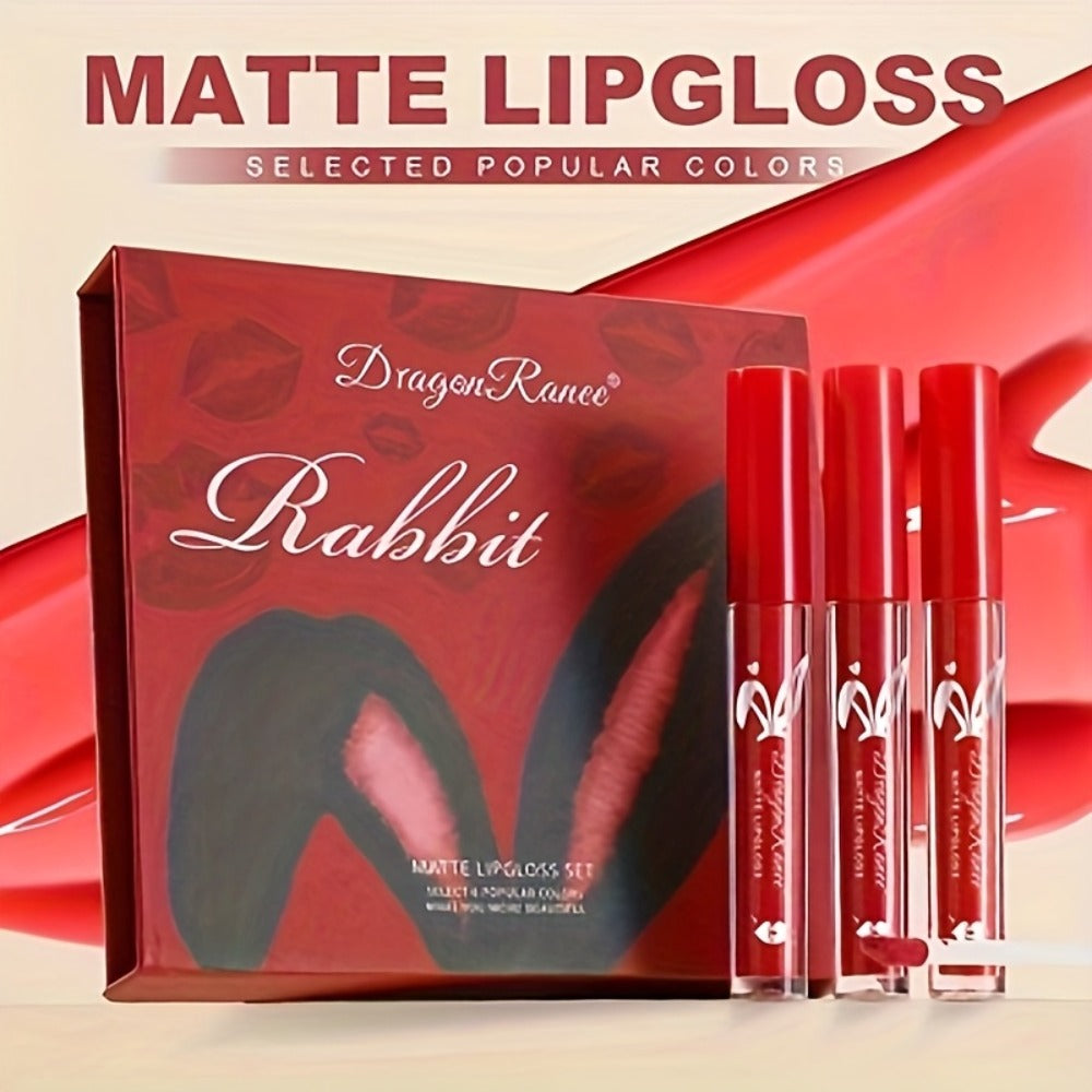 Red Lip Glaze Gift Set 6pcs in Elegant Box — Long-Lasting Smudge-Proof Glazed Finish, Smooth Paste Formula, All-Day Wear Versatile Lip Color for Beginners & Beauty Lovers, Holiday Birthday Gift