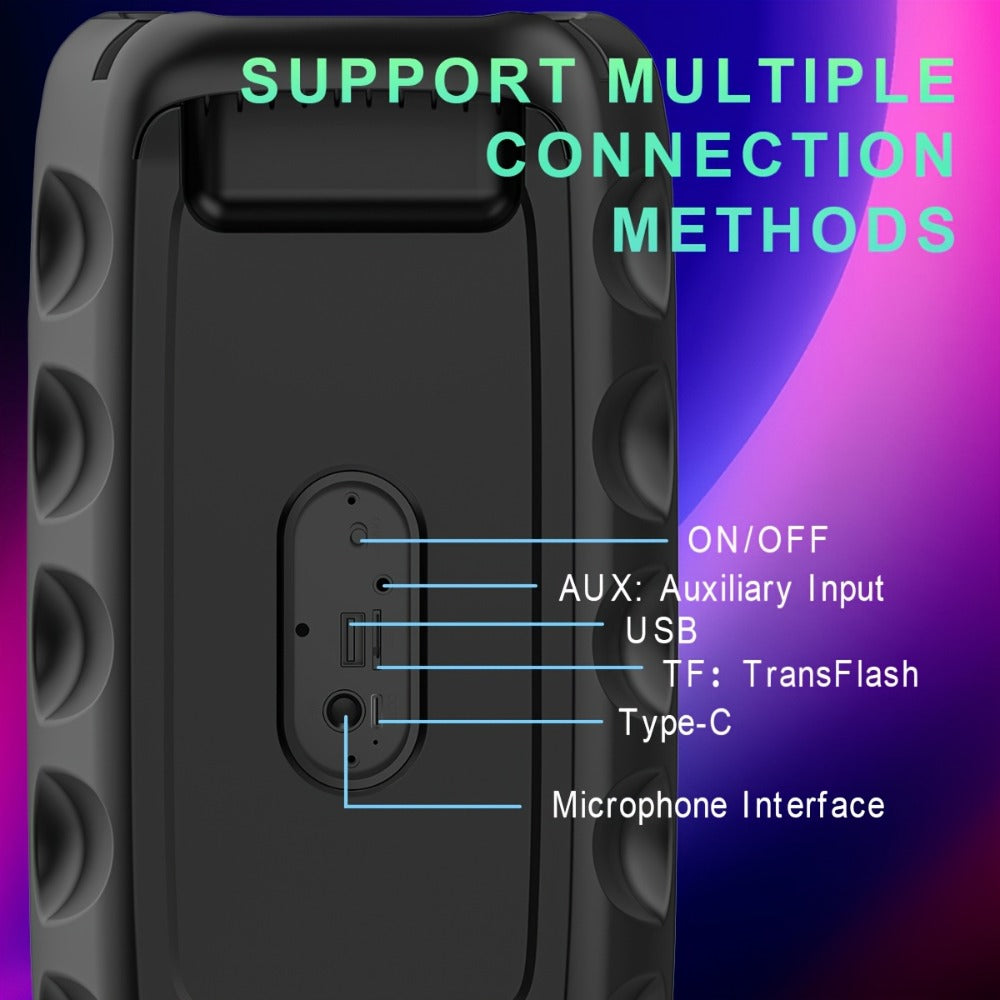 Portable Bluetooth Speaker HY-3317 with Dual Speakers, Subwoofer, LED, Mic, 2400mAh and USB-C