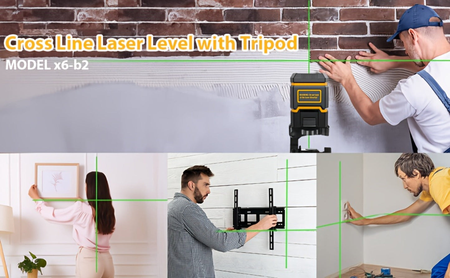 Yellow-and-Black Cross-Line Laser Level Set with Silver Tripod and Single Style Checkout Pictured