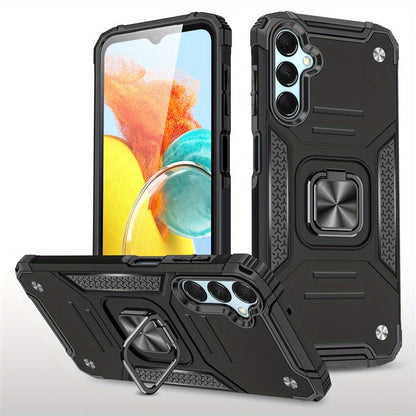 Phone Case Dual-Layer PC and TPU Ring Kickstand Cover with Magnetic Car Mount Plate for Samsung Galaxy A15 5G