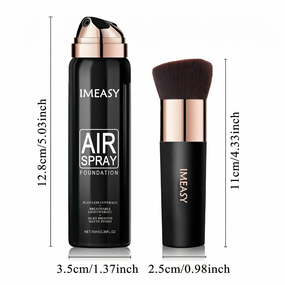 IMEASY 70ml Air-Spray Liquid Foundation and Flat-Top Brush Set in Shade Codes 01, 02 or 03