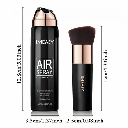 IMEASY 70ml Air-Spray Liquid Foundation and Flat-Top Brush Set in Shade Codes 01, 02 or 03