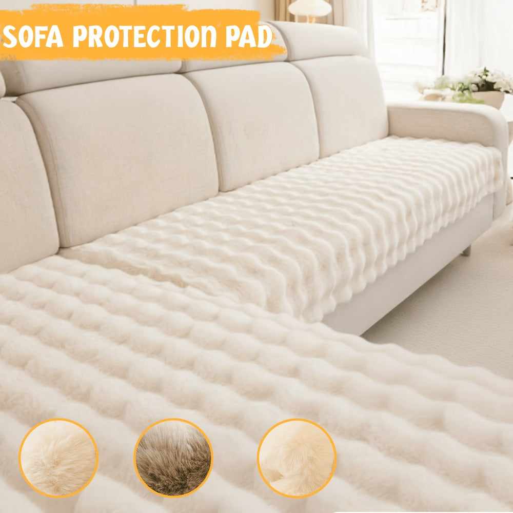 Sofa Cover Bubble Faux Rabbit Fur Panels with Silicone Non-Slip Backing for Seat, Armrest or Backrest