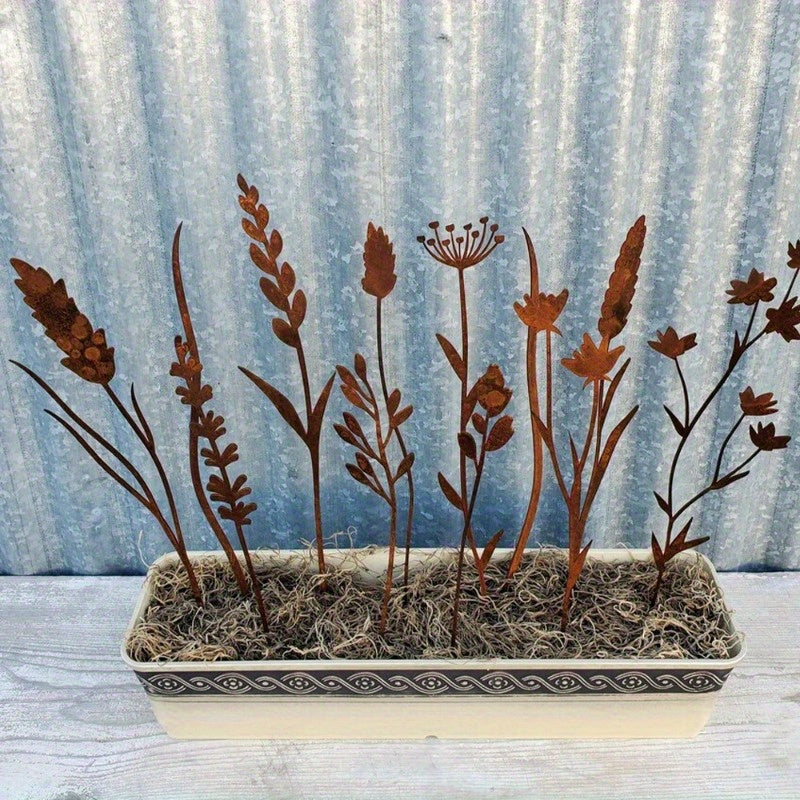 Metal Flower Stems | Rusty Wild Bouquet Vase Outdoor Garden Decor