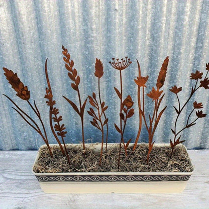 Metal Flower Stems | Rusty Wild Bouquet Vase Outdoor Garden Decor