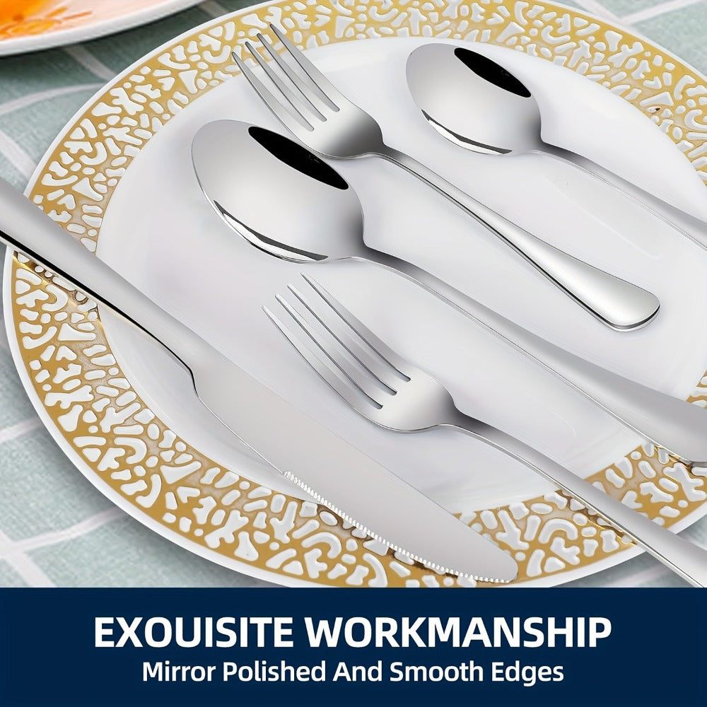20-, 24-, 30- or 65-Piece Flatware Set in Silver or Black with Option-Specific Serving Utensils