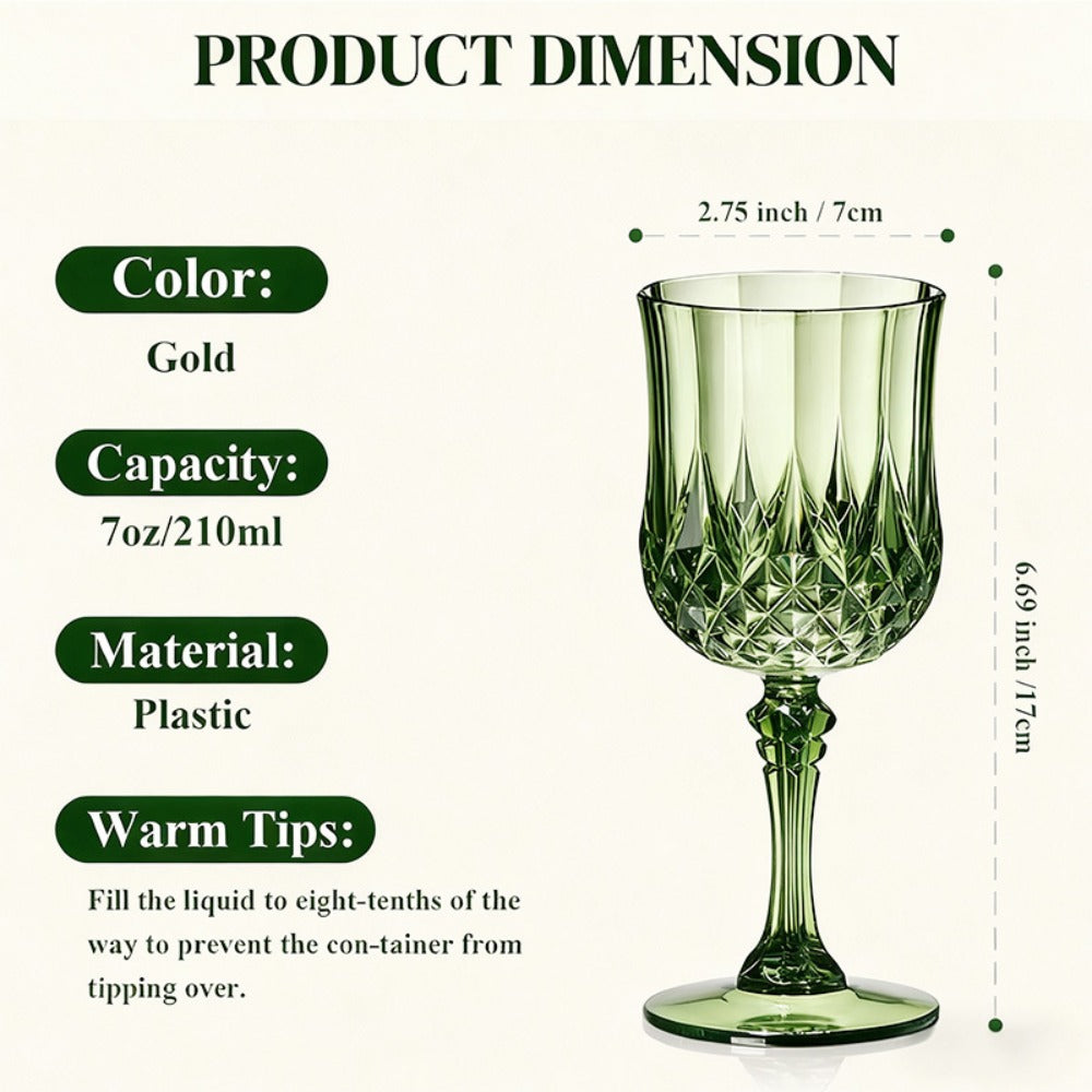 Plastic Champagne Glasses 48 Pack – 7oz Stemmed Crystal Clear Reusable Cups for Wedding, Party, Bridal Shower, Christmas, Halloween, Stackable Shockproof Vintage Stem Glasses, Transparent Green Blue