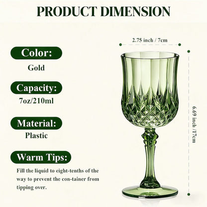 Plastic Champagne Glasses 48 Pack – 7oz Stemmed Crystal Clear Reusable Cups for Wedding, Party, Bridal Shower, Christmas, Halloween, Stackable Shockproof Vintage Stem Glasses, Transparent Green Blue