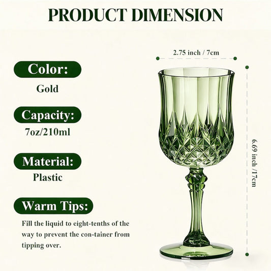 Plastic Champagne Glasses 48 Pack – 7oz Stemmed Crystal Clear Reusable Cups for Wedding, Party, Bridal Shower, Christmas, Halloween, Stackable Shockproof Vintage Stem Glasses, Transparent Green Blue