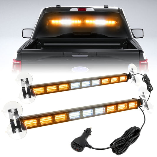 Visor Light Bar 162 LEDs 4-Color Switchable Emergency Warning Light Bar with 27 Flash Patterns Dual Switch Windshield Dash Lights for Trucks Construction Vehicles 12-24V
