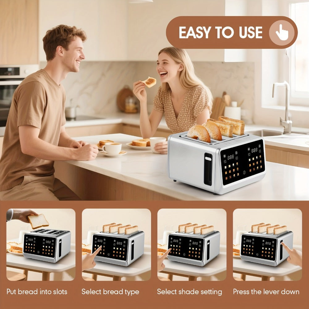 Four-Slice Touchscreen Toaster with Dual Independent Controls, Six Bread Modes, Six Shade Levels and Timer Displays