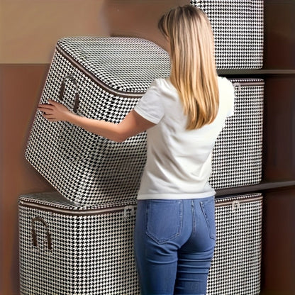 Houndstooth Lidded Storage Bins in One- or Three-Piece XXXL 55.48-Gallon Options with Carry Handles