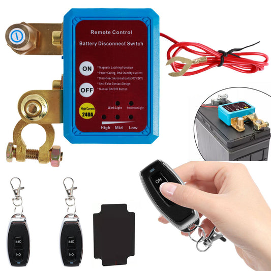 Battery Disconnect Switch Remote 12V 24V 240A – Wireless Kill Switch Auto Cut-Off Magnetic Relay, Anti-Drain Anti-Theft for Car Truck RV ATV UTV Boat Motorcycle Trailer