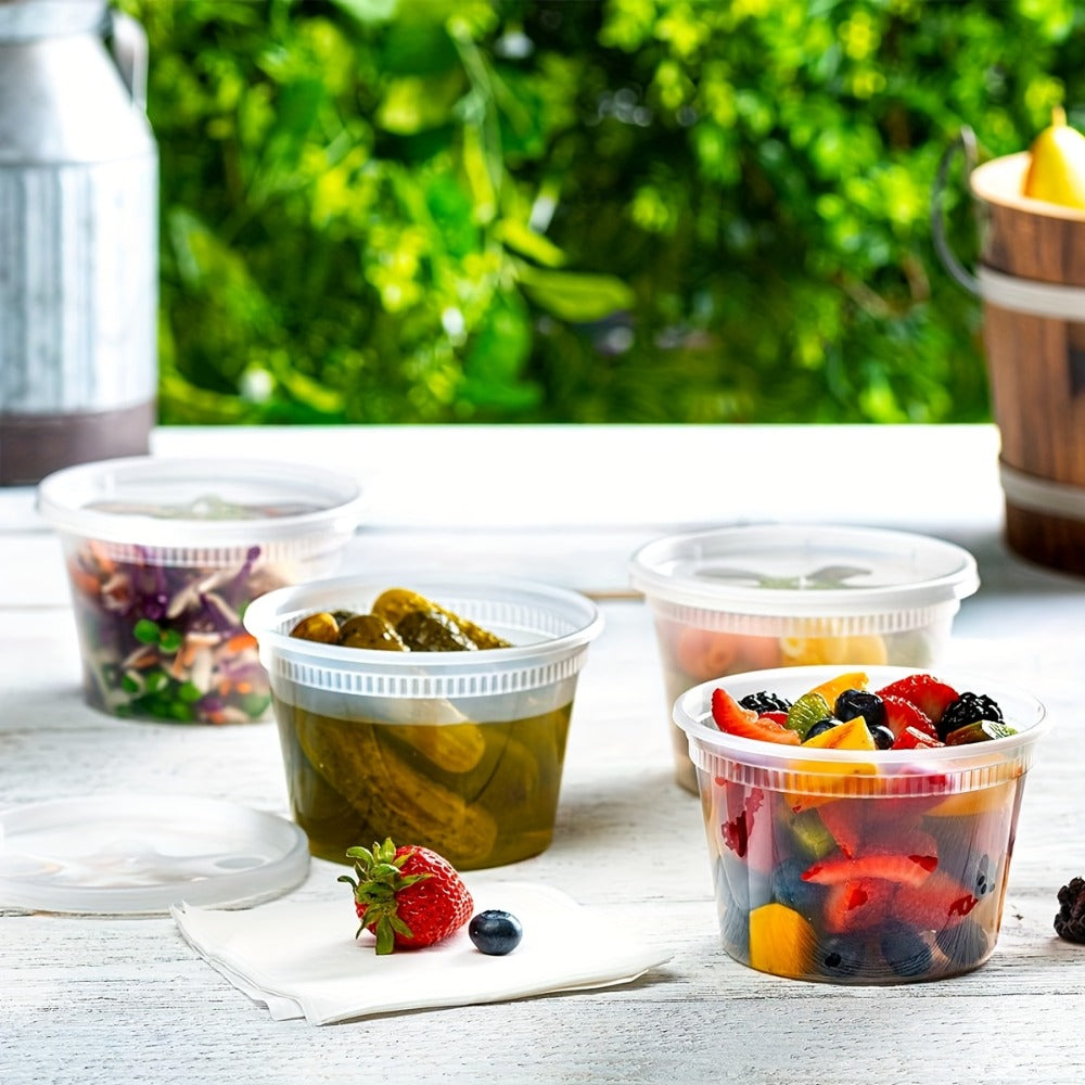 Food Storage Containers 24-Pack 16 oz Round Deli Boxes with Lids for Microwave, Freezer and Top-Rack Dishwasher Use