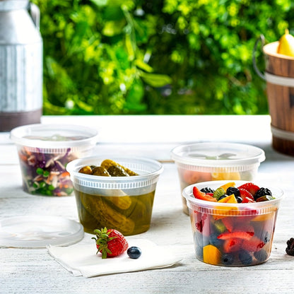 Food Storage Containers 24-Pack 16 oz Round Deli Boxes with Lids for Microwave, Freezer and Top-Rack Dishwasher Use