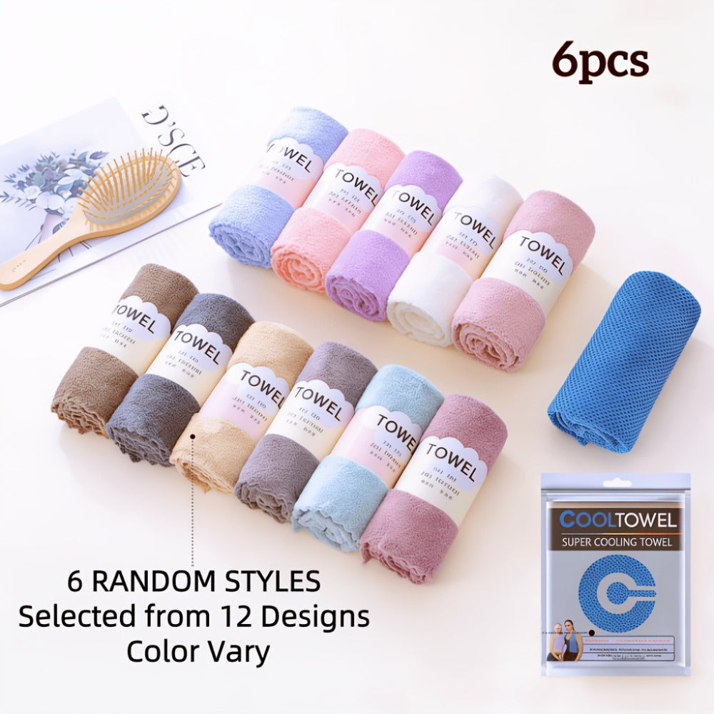 Towel Set 5-Pack 500GSM Coral Fleece Face Towels in Solid, Striped and Five-Color Options for Home and Guest Use