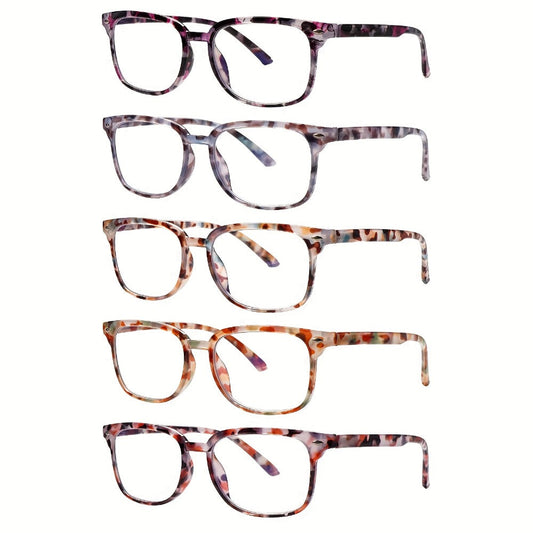 Reading Glasses – Five-Pair Multicolor Blue-Light Reader Set with Adjustable Spring Hinges