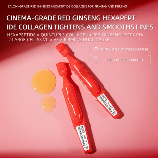 Red Ginseng 6-Peptide Collagen Face Serum Hyaluronic Acid Ceramide Squalane Brightening Moisturizing Anti-Aging Fast Absorbing Non-Greasy Travel Portable 30 Pcs Mercilen