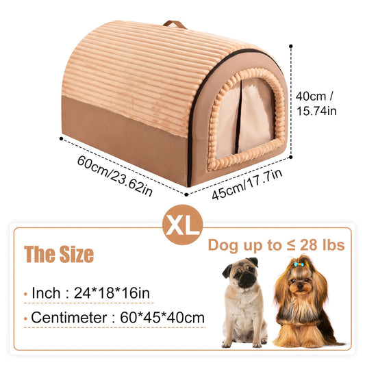 Dog Bed Cat Bed Enclosed Pet Tent House - All-Season Soft Washable Cave Bed with Non-Slip Bottom, Cozy Puppy Kennel for Small Medium Large XL Dogs and Cats, Easy Clean Removable Cushion, 4 Sizes Available