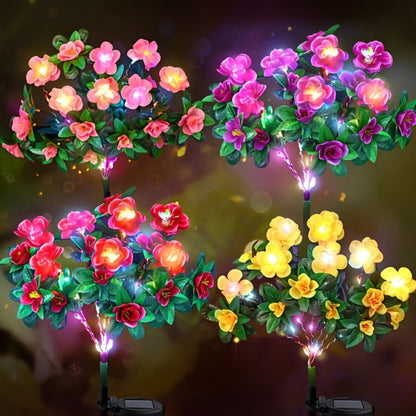 Solar Garden Lights 42-LED Azalea Flower Stake, IP65 with Five Bloom Colors for Yard Decor
