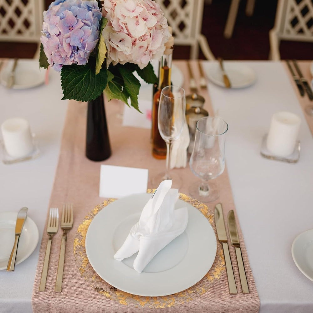 Round Golden Foil Placemats in 50- or 100-Piece Sets with 11-Inch Mesh Design for Party Tables