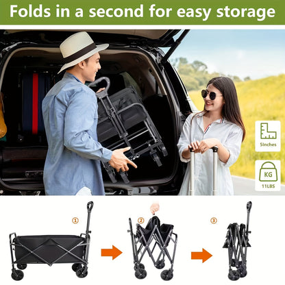 Folding Wagon Heavy Duty | Garden Cart Beach Wagon Camping Utility Outdoor Cart