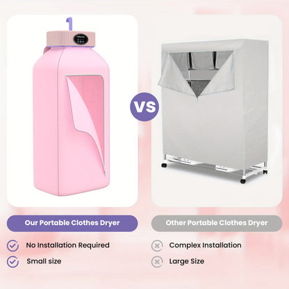 Portable Clothes Dryer with Tall Foldable Fabric Cabinet in Pink, Khaki or Purple Checkout Colors