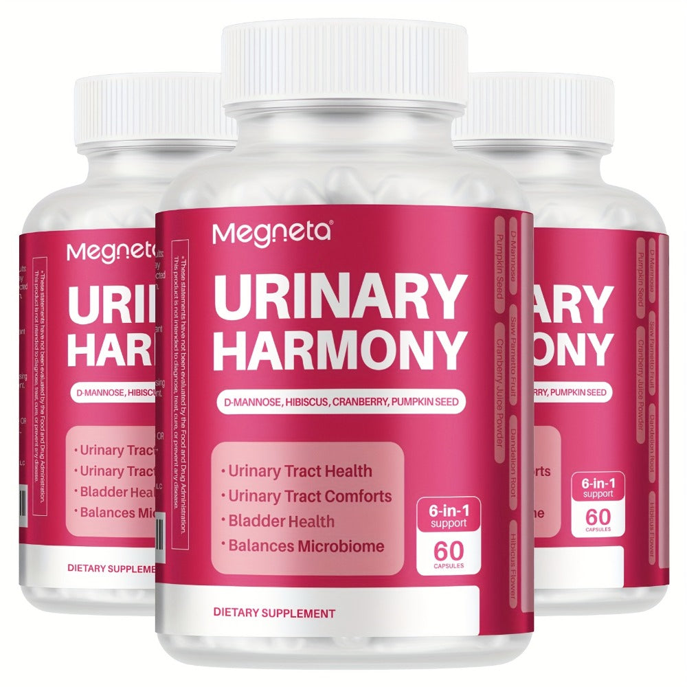 Dietary Supplement Capsules with Megneta Label, D-Mannose, Hibiscus, Cranberry and 60 Count