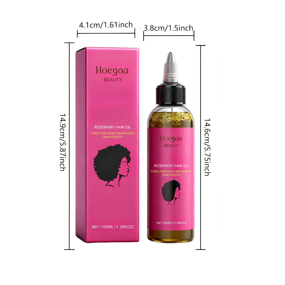 Hair Oil Hoegoa Rosemary Two-Bottle 100ml Gift Set with Pointed Applicators for Hair and Scalp Application