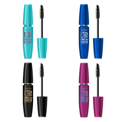 Black Mascara Four-Piece Set with Turquoise, Blue, Black and Magenta Tubes and Straight Bristle Wands