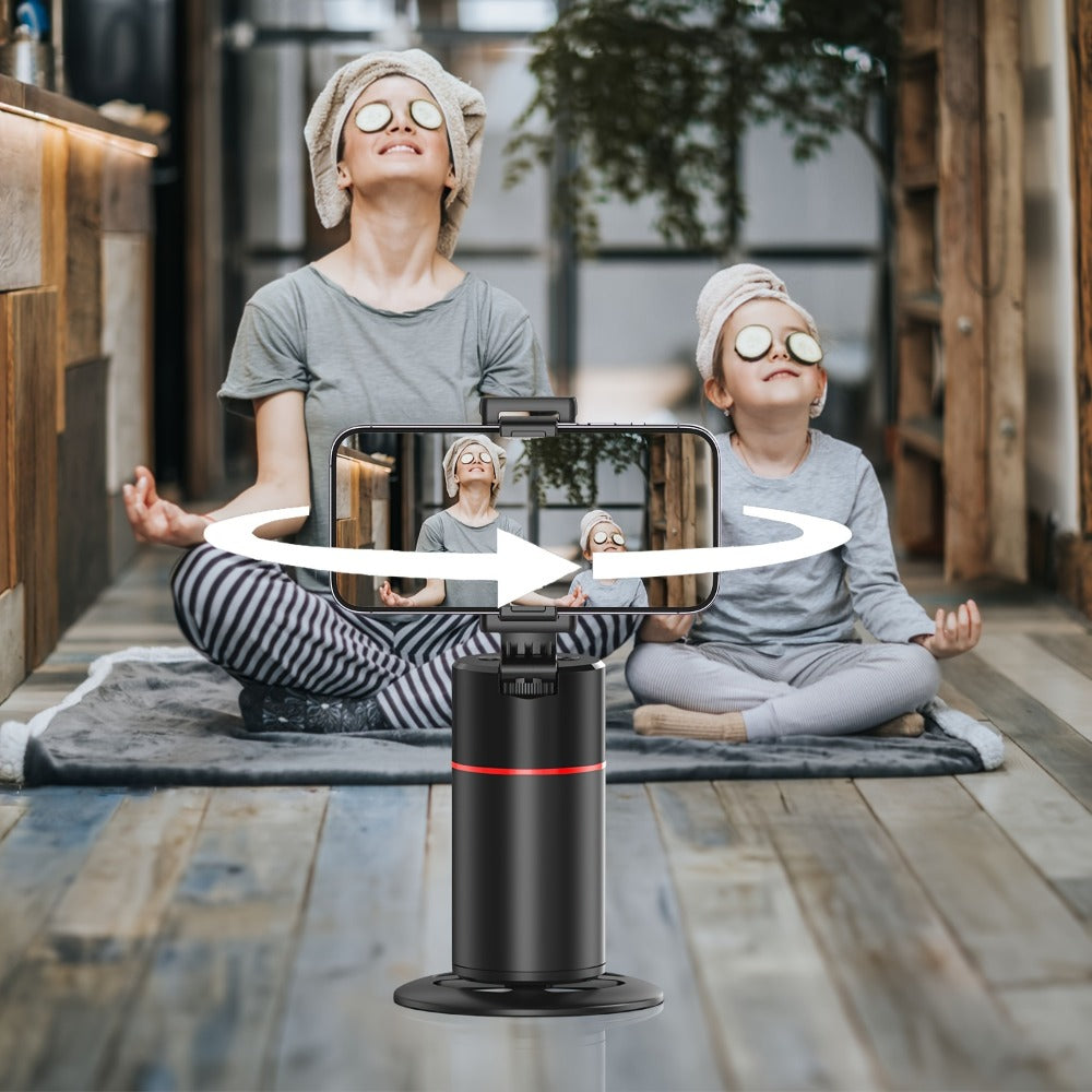 Gesture Control Auto Face Tracking Tripod with 360° Rotation & Wireless Remote No App Required – Smart AI Phone Holder for Vlogging Live Streaming TikTok YouTube Fitness iPhone Android Black Pink