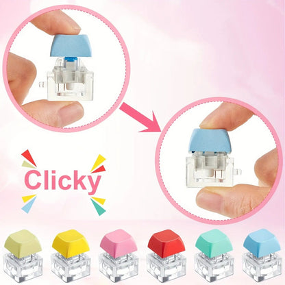 Twenty-Piece Keyboard Keycap Fidget Keychain Set with Mixed Pastel Colors and Clickable Switches