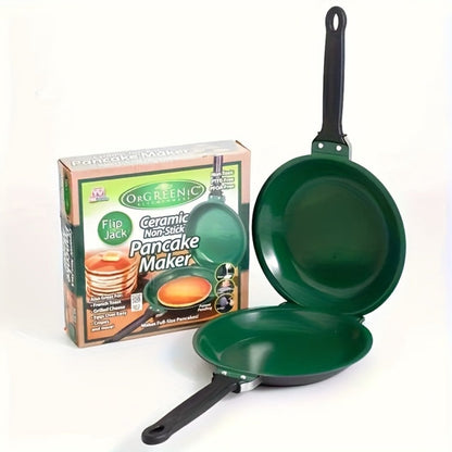 Reversible Non-Stick Pancake Skillet – Foldable Stainless Steel Flip Pan for Fluffy Pancakes, Omelettes & Frittatas | Dual-Sided Coating Dishwasher Safe Breakfast Cookware Pan