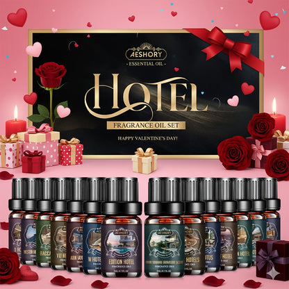 Aeshory Hotel Collection Fragrance Oil Set with 14 Assorted 5ml Bottles in a Presentation Gift Box