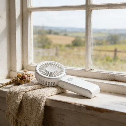Foldable Handheld and Desk Fan with Three Speeds, USB Charging and White or Blue 1- or 2-Piece Options