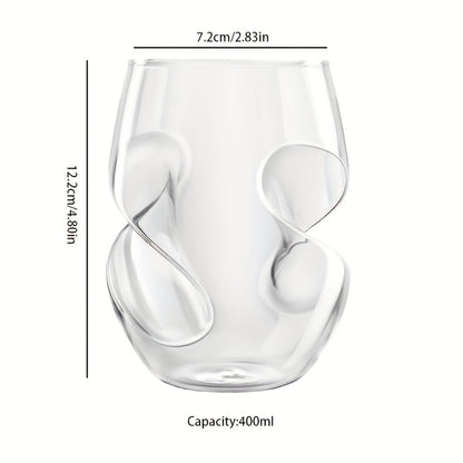 Geometric Twisted Drinking Glass Set with 400 ml Capacity and Four- or Eight-Piece Pack Options