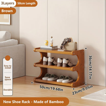 Bamboo Shoe Rack 3/5/6 Layer Freestanding Storage Organizer for Entryway, Dorm & Closet – Space-Saving Multi-Tier Shoe Shelf, Easy Assembly, Brown