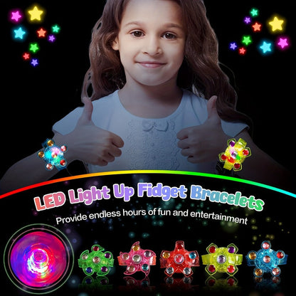 Party Favors LED Fidget-Spinner Wristbands in 12- or 30-Piece Packs for Glow-Themed Events